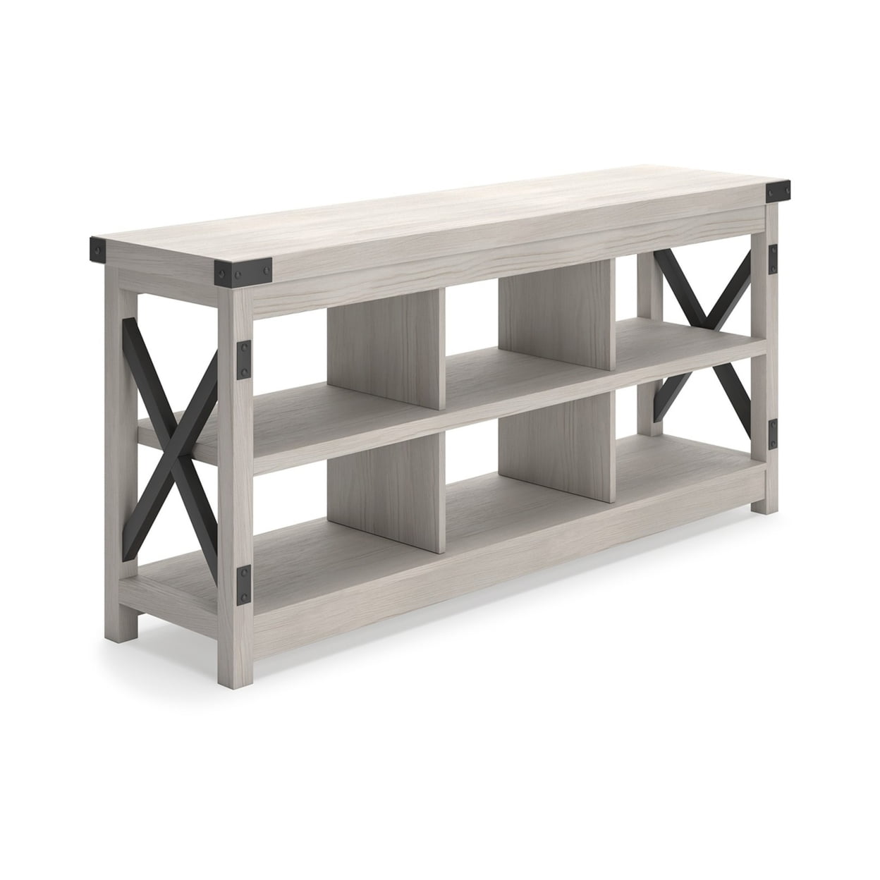 Picture of Benjara BM283107 58 in. TV Media Entertainment Console with 6 Shelves & Farmhouse&#44; Antique White