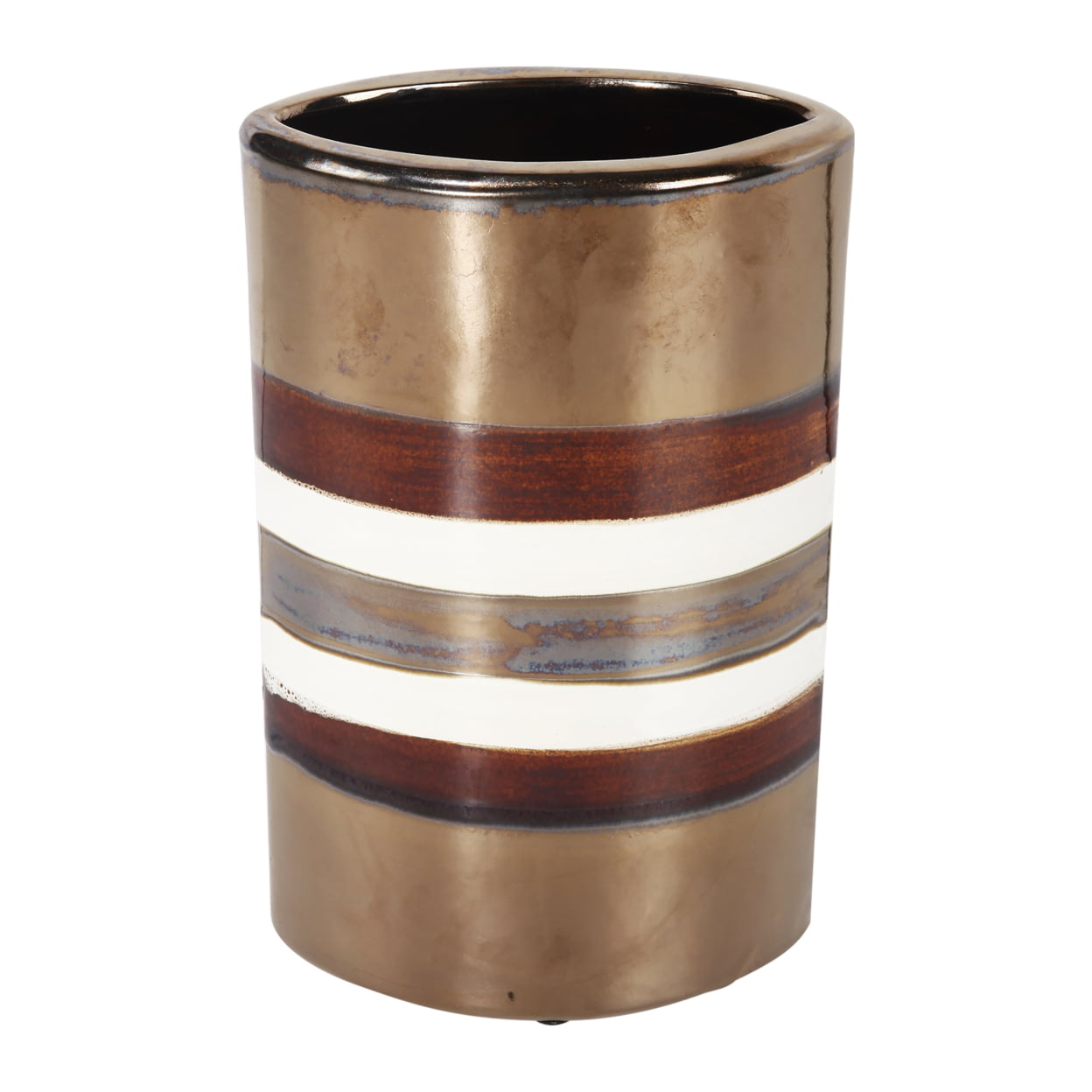 Picture of Benjara BM200929 Cylindrical Shape Ceramic Decorative Vase with Bands, Multi Color