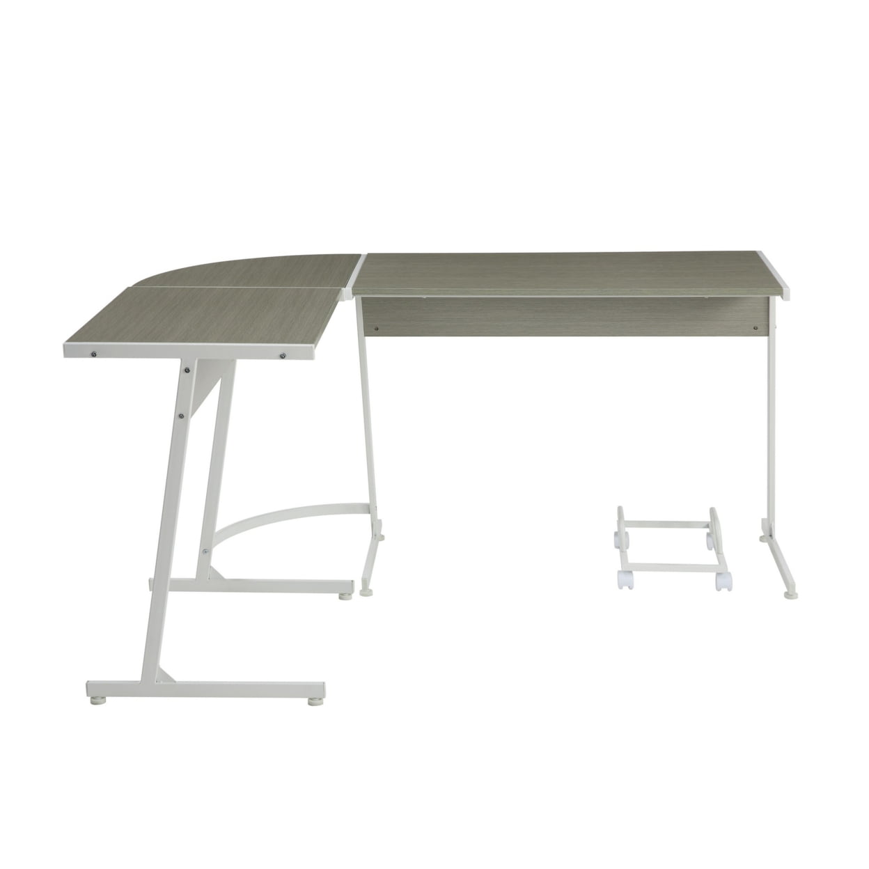 Picture of Benjara BM251297 Computer Desk with Metal Legs & CPU Holder&#44; Gray