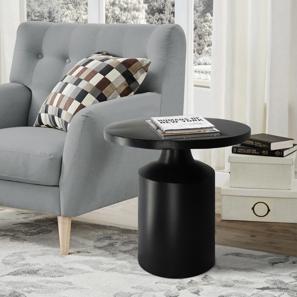 Picture of The Urban Port UPT-272899 20 in. Zoe Modern Round Iron Side Table with Pedestal Base&#44; Matte Black