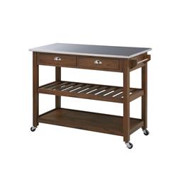 Picture of Boraam 98521 Sonoma Kitchen Cart with Stainless Steel Top - Chestnut Wire Brush