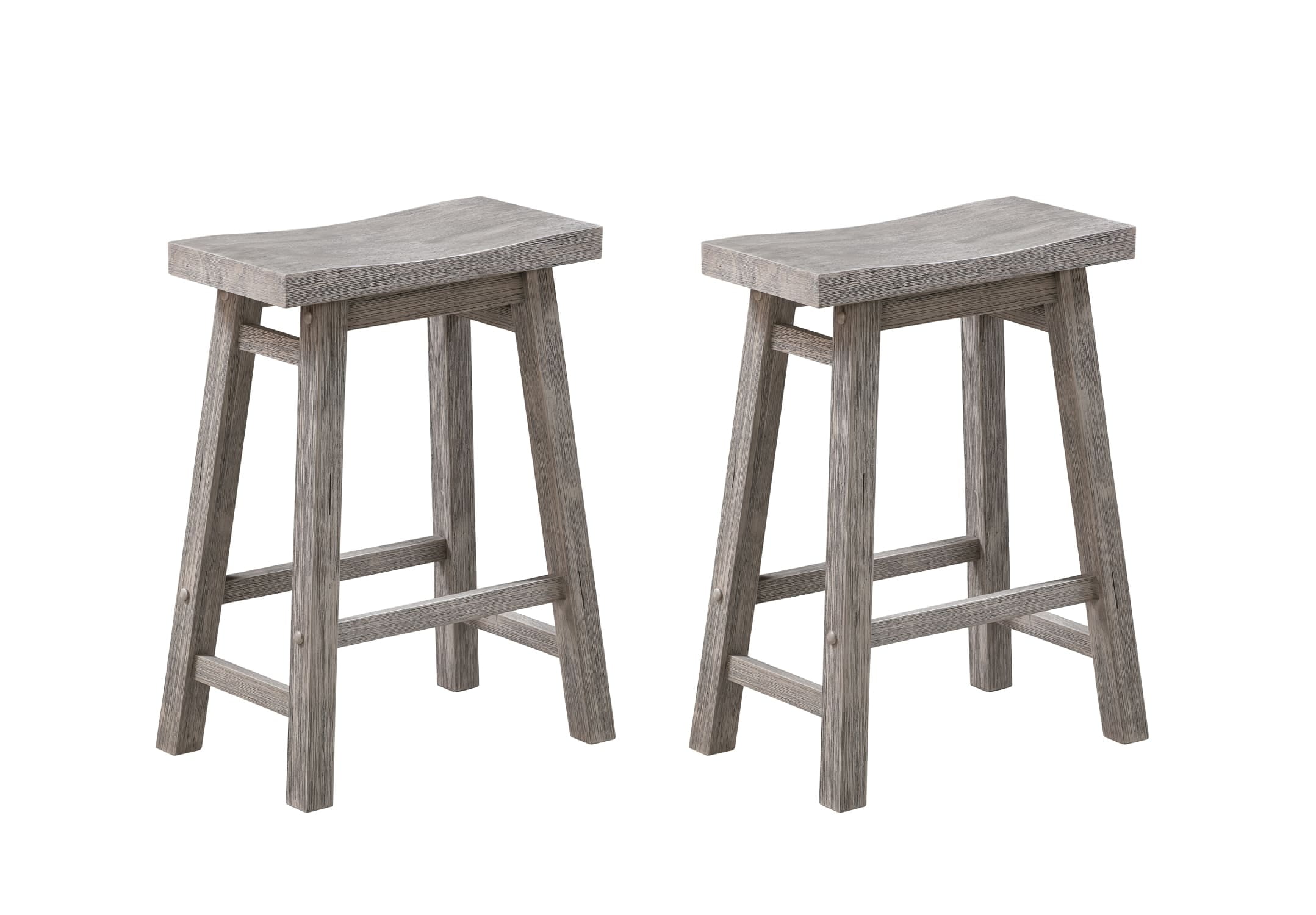 24 in. Sonoma Saddle Counter Stool, Storm Gray Wire-Brush - Pack of 2