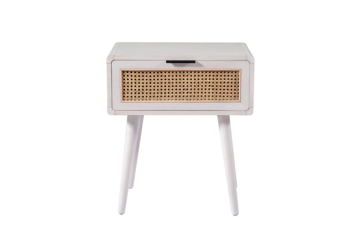 Cambria End Table, Zebrano Whitewash & Natural Cane