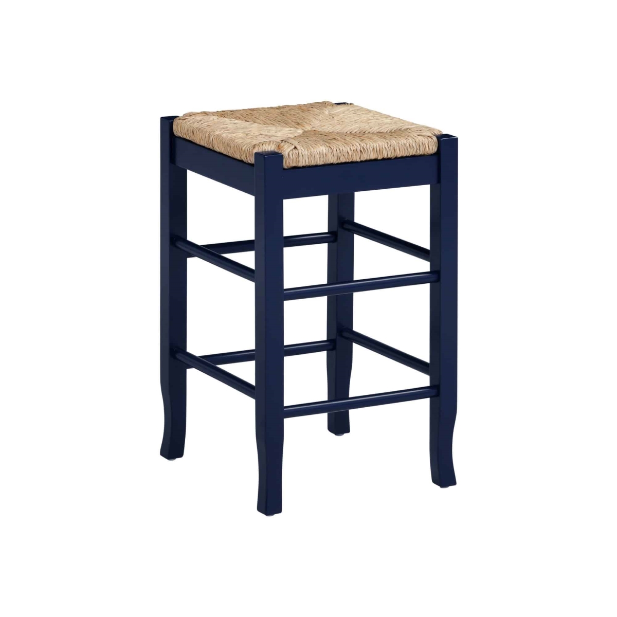 95424 Square Rush Backless Counter Stool Navy Blue Finish