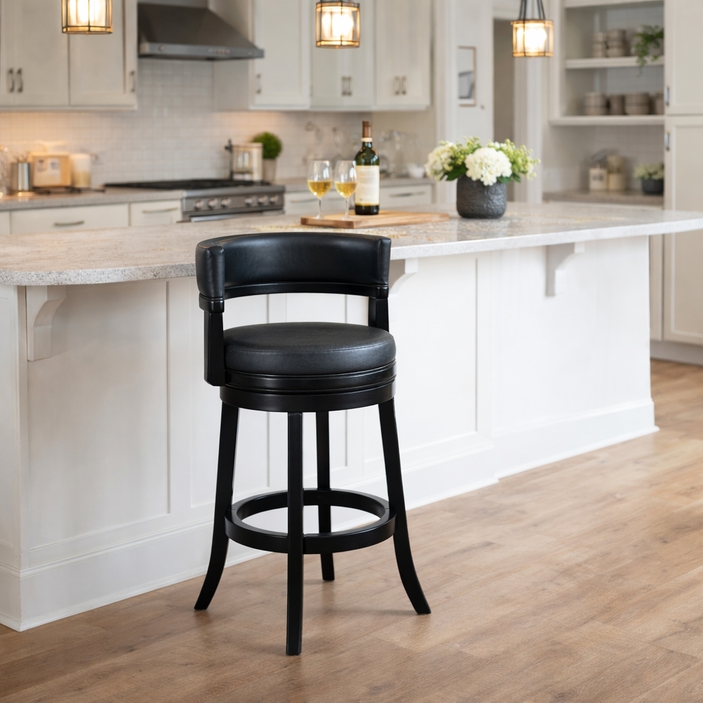 90329 Balen Bar Height Swivel Stool - Black