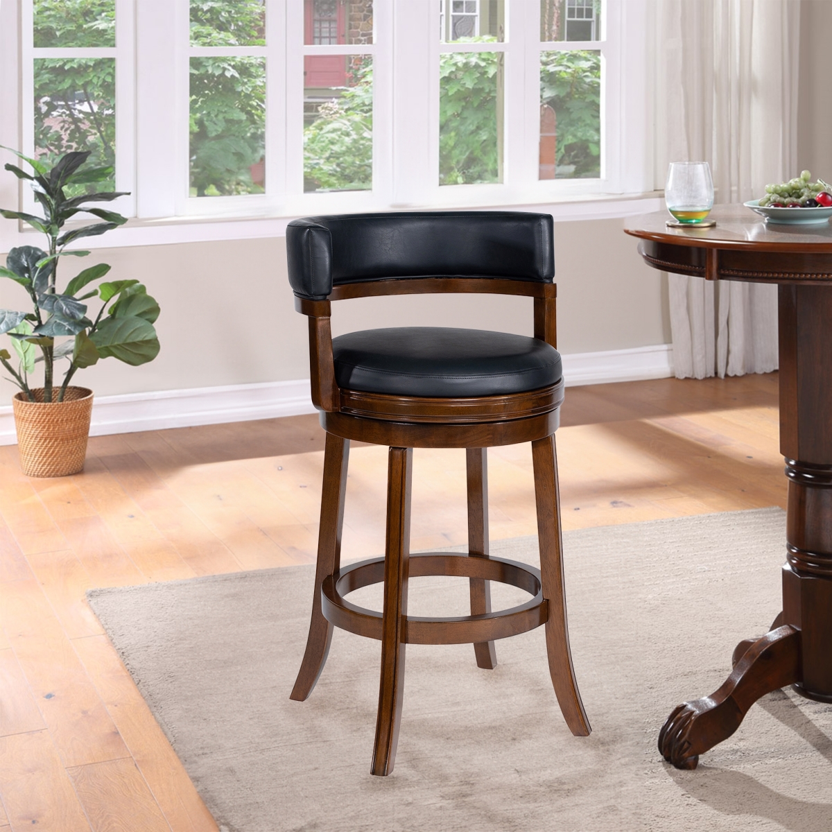 91329 Balen Swivel Bar Stool -Cappuccino Finish
