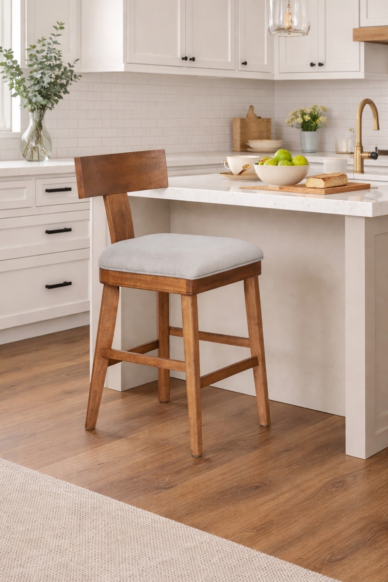 91024 Theodora T- Back Counter Stool with Wood Seat Frame and Cushion