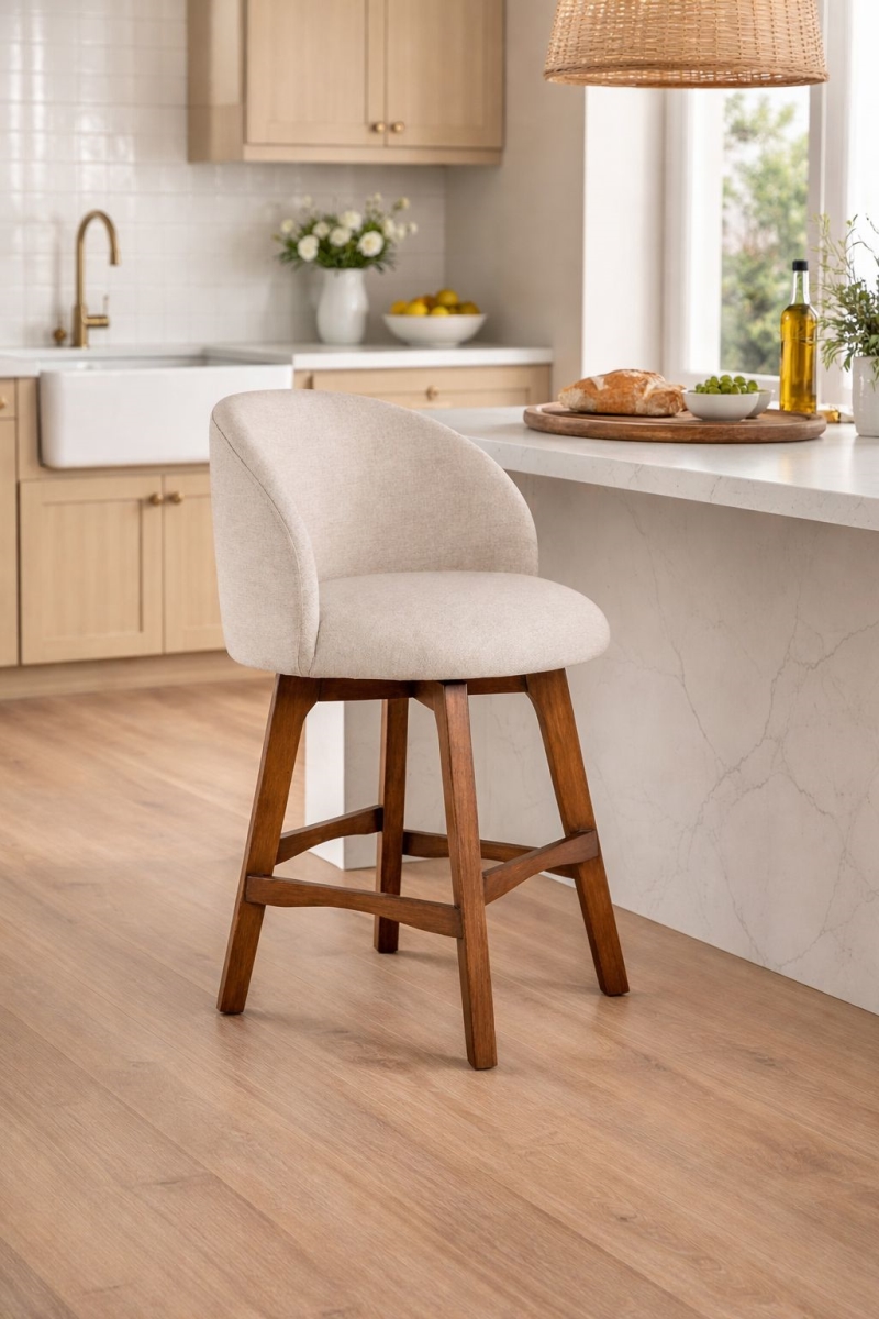 91424 Garet Swivel Counter Stool - Rustic Natural Finish