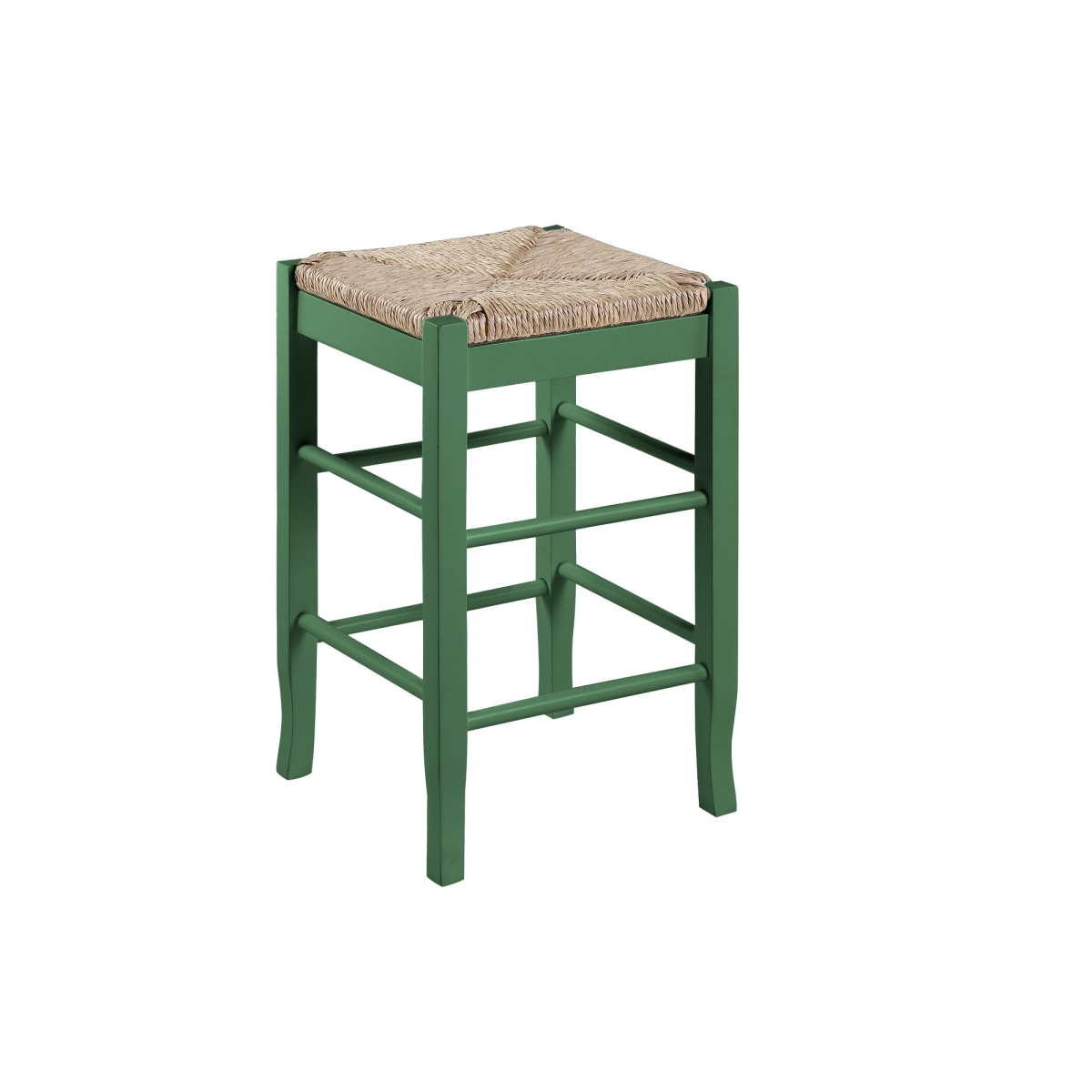 96424 Square Rush Backless Counter Stool - Equestrian Green