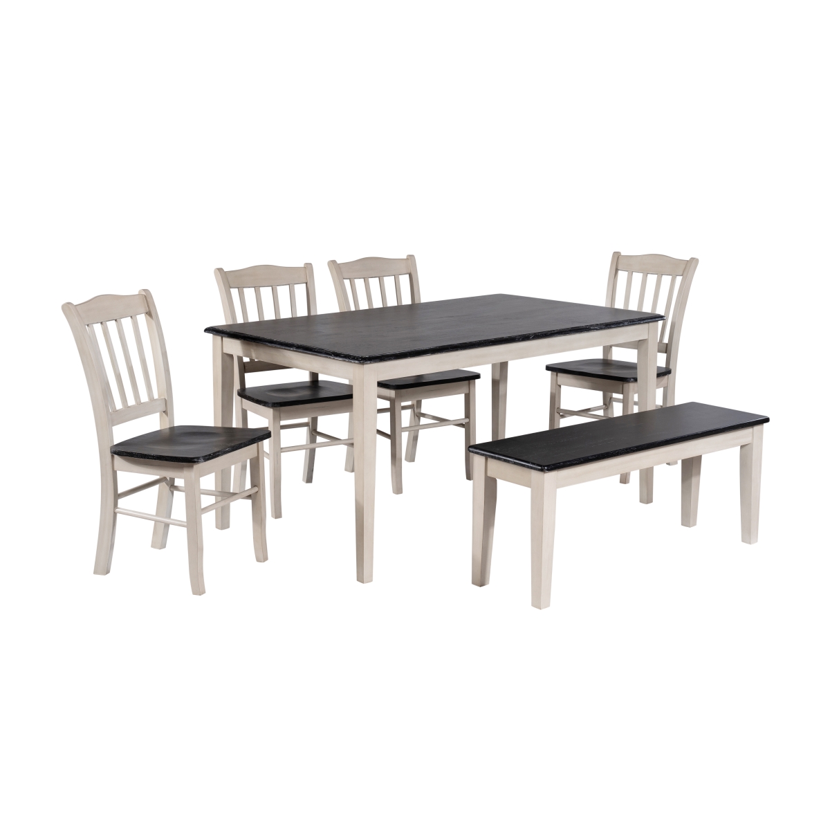 82736 Shaker 6-Piece Dining Set - European Black Ash/Antique White