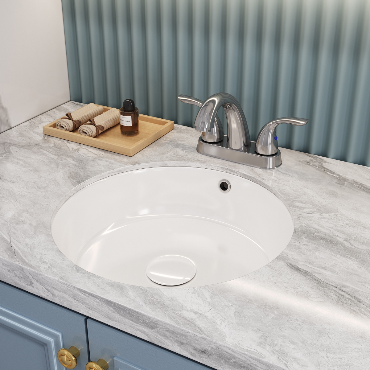 Picture of Bothwa BF-SL02008K05-CH Bothwa Home 4 inch bathroom sink 2 or 3 hole two handles copper faucet