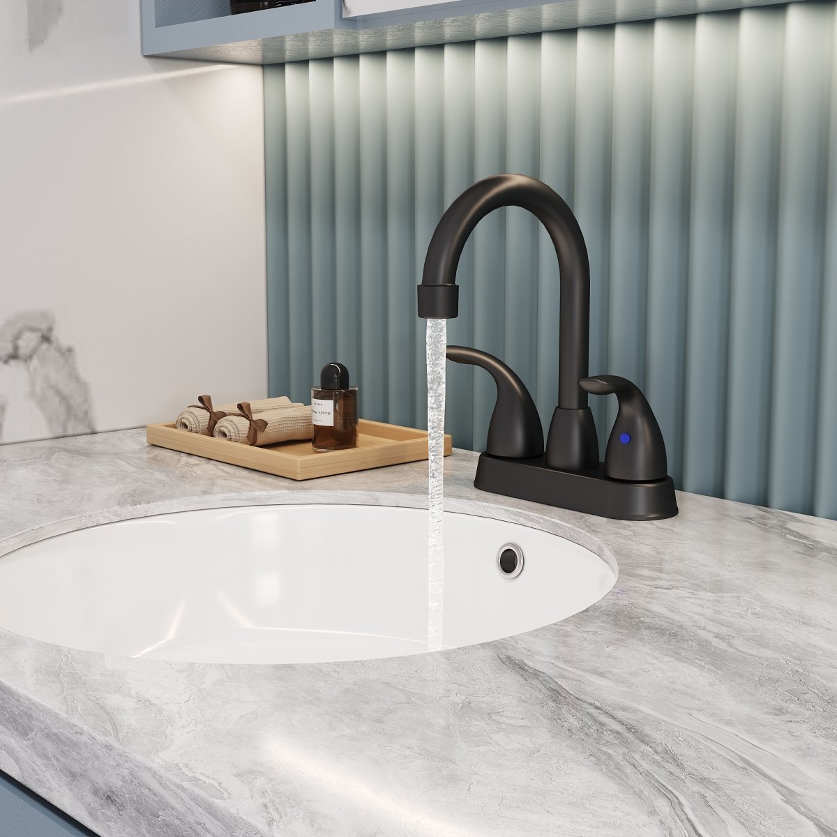 Picture of Bothwa BF-SL02011K05-MB Bothwa Home 4 inch bathroom sink 2 or 3 hole two handles copper faucet