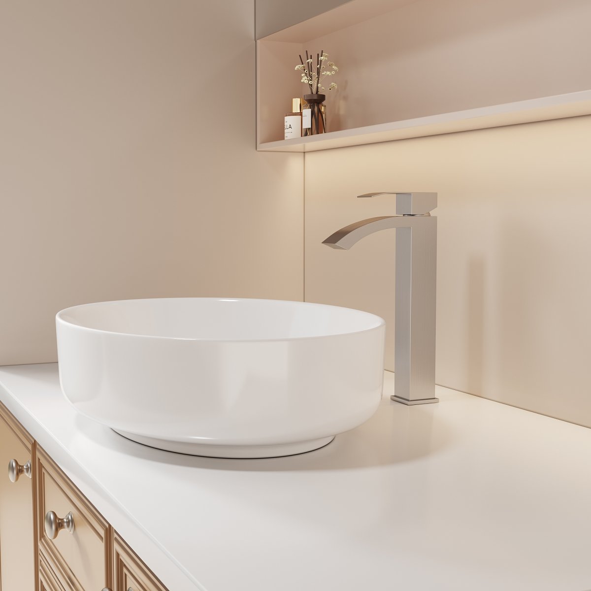 Picture of Bothwa BF-HD1205-BN Bothwa Home Waterfall Modern Bathroom Faucets for Sink 3 Hole 1 Hole Lavatory Vanity Sink Faucet