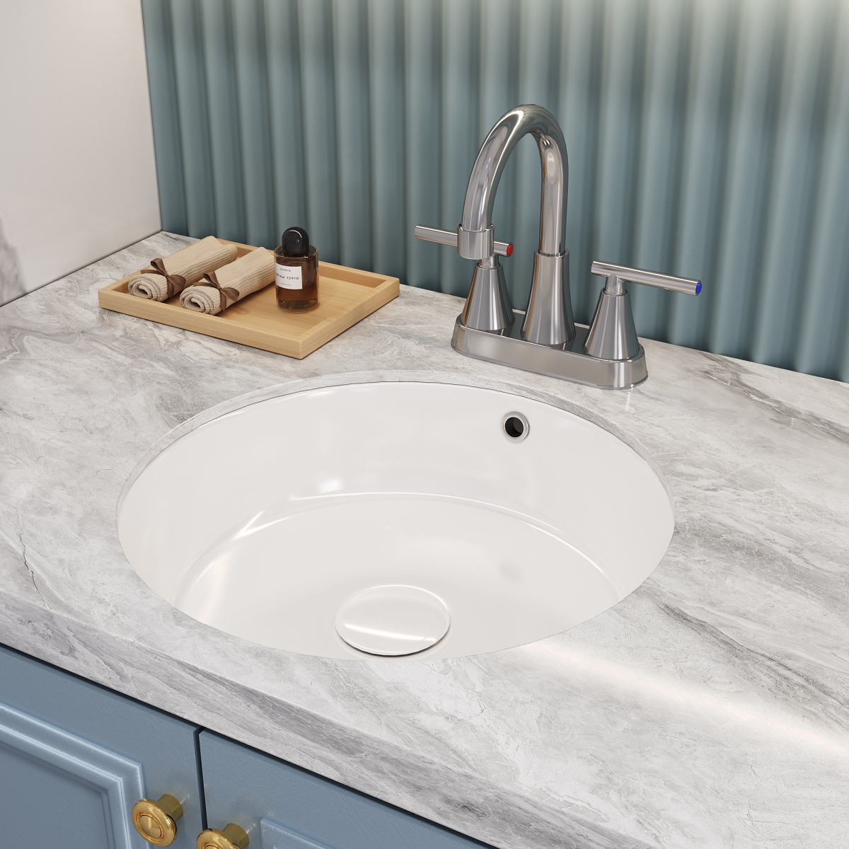 Picture of Bothwa BF-SL046B14-CH Bothwa Home 4 inch bathroom sink 2 or 3 hole two handles copper faucet