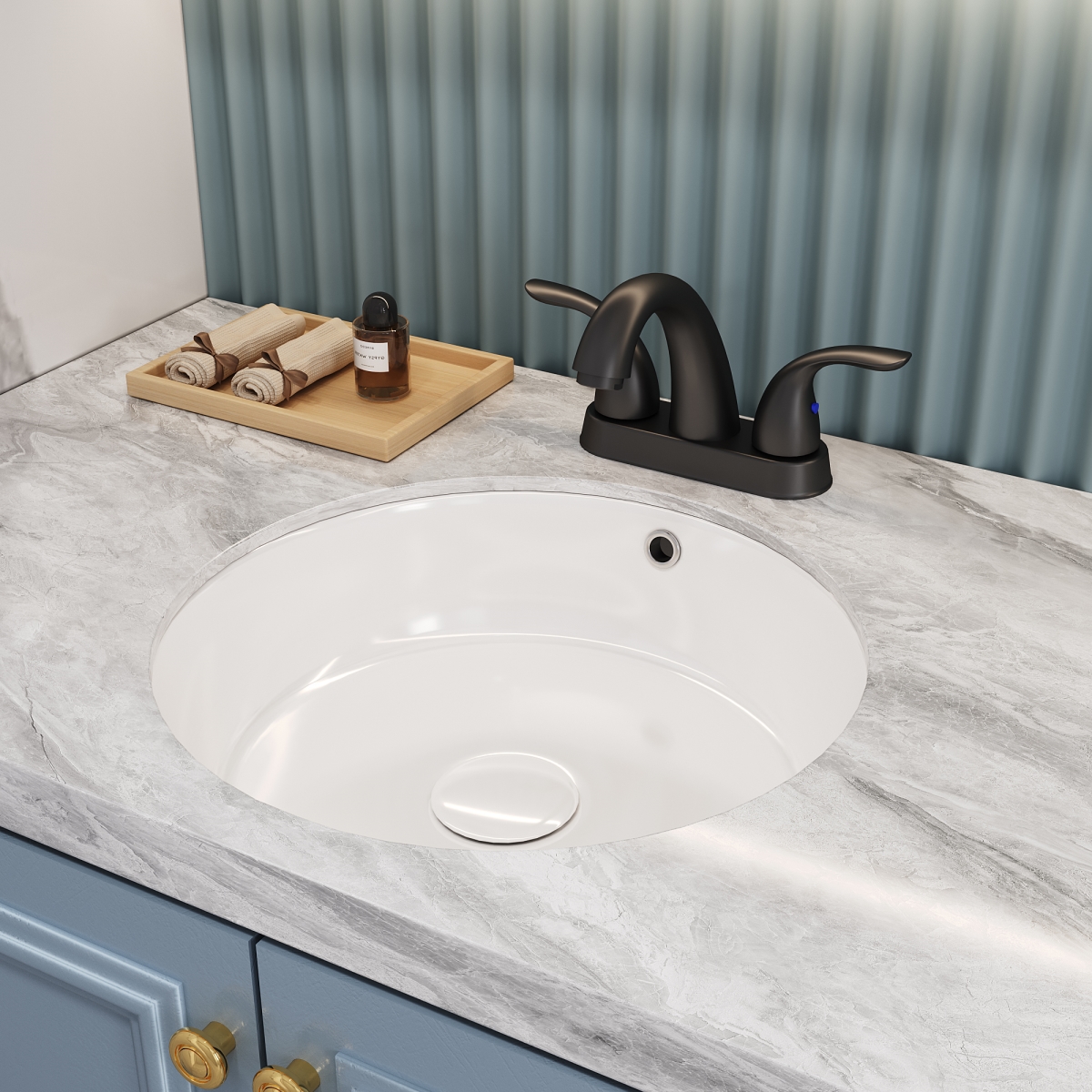 Picture of Bothwa BF-SL02008K05-MB Bothwa Home 4 inch bathroom sink 2 or 3 hole two handles copper faucet