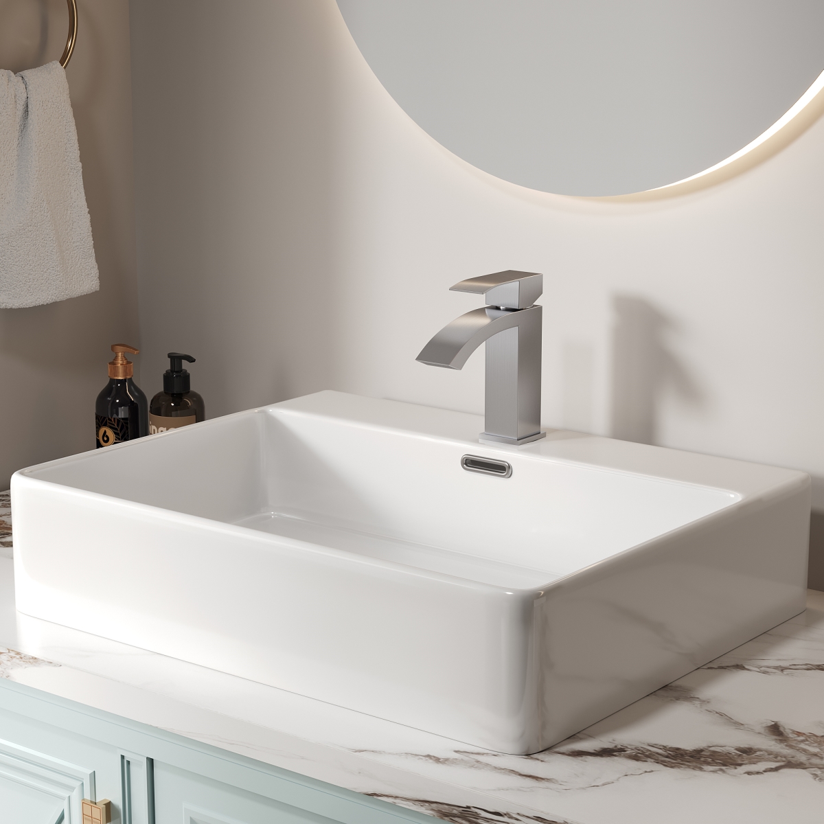 Picture of Bothwa BF-HD1203-BN Bothwa Home Waterfall Modern Bathroom Faucets for Sink 3 Hole 1 Hole Lavatory Vanity Sink Faucet