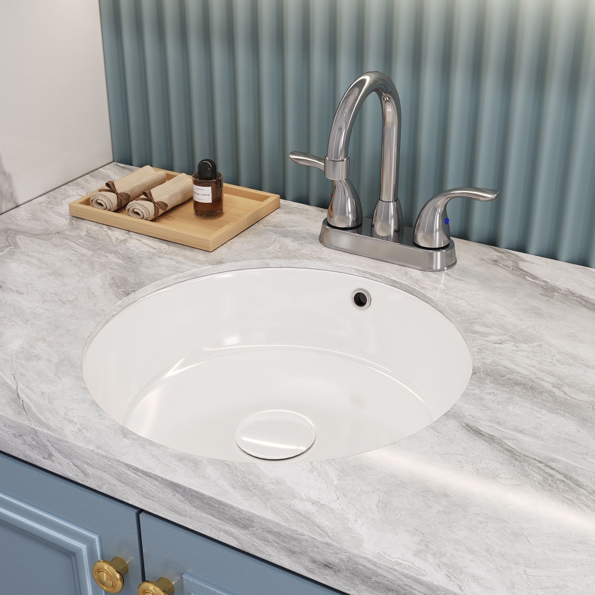 Picture of Bothwa BF-SL02011K05-CH Bothwa Home 4 inch bathroom sink 2 or 3 hole two handles copper faucet