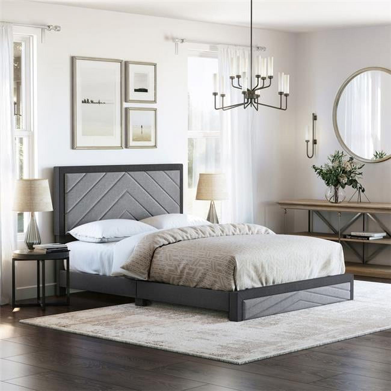 Brayden Linen Upholstered Platform Bed -  KD Vestidor, KD2808654