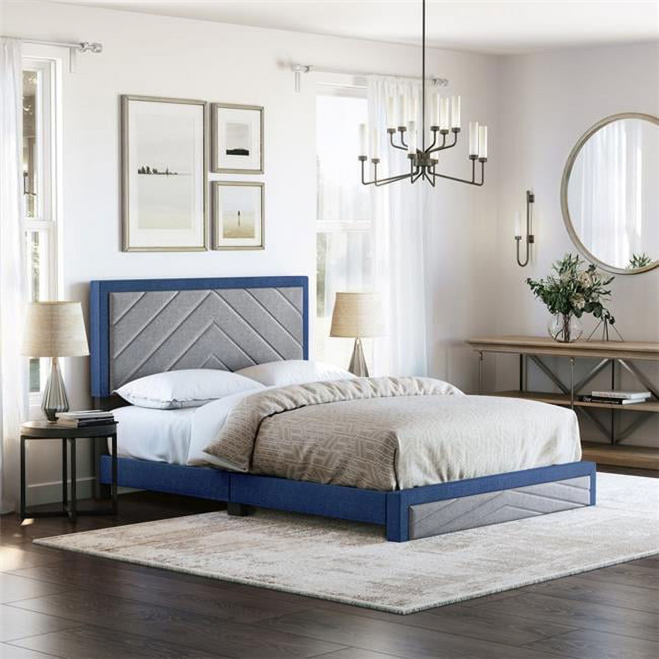 Brayden Linen Upholstered Platform Bed -  KD Vestidor, KD2807692