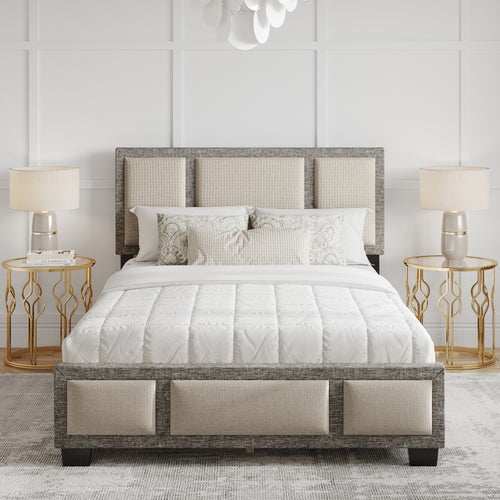 AMTWGP403DB  Triptych Linen Upholstered Platform Bed Frame