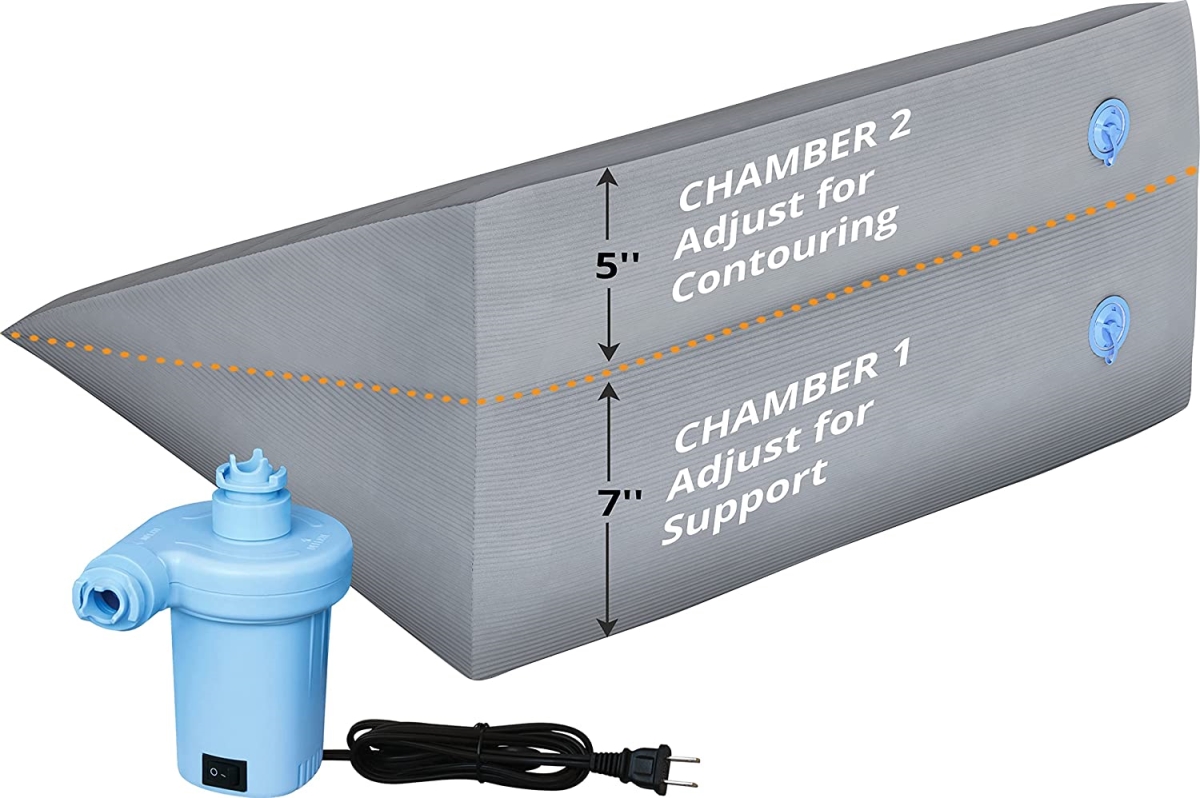 TV003APW  Inflatable Air Wedge Pillow - Dual Adjustable Chambers - Portable Wedge Pillow -Electric Pump Included