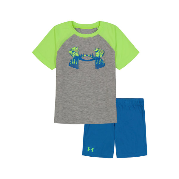 Under Armour 60614599 Mountain Logo Short-Sleeve Bodysuit & Shorts Set for Baby Boys - Mod Gray - 0-3 Months -  Inner Armour