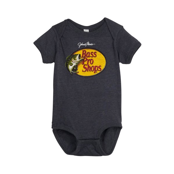 68826258 Woodcut Logo Short-Sleeve Bodysuit for Babies - Vintage Navy - 18 Months -  Bass Pro Shops