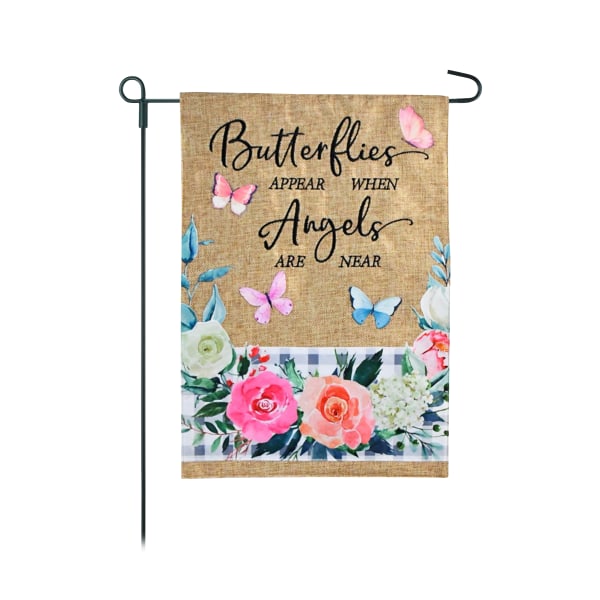 60593463 Goods Butterflies Appear When Angels are Near 2-Sided Burlap Garden Flag -  JEC