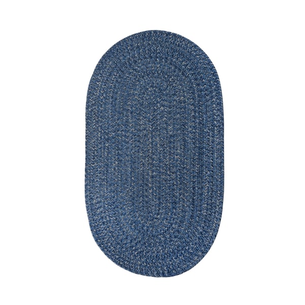 81004087 Worcester Indoor & Outdoor Braided Oval Area Rug - Dark Blueprint - 8 x 11 ft -  Capel