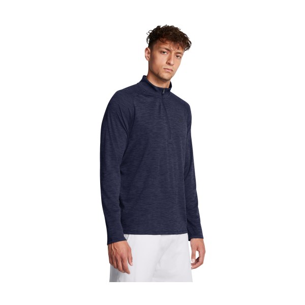 Men  Tech Textured Half-Zip Pullover, Midnight Navy - Large - Under Armour 81383074