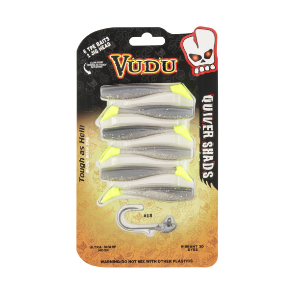 81290586 3 in. Vudu Quiver Shad, Opening Night Chartreuse Tail - Pack of 6 -  Bass Pro Shops