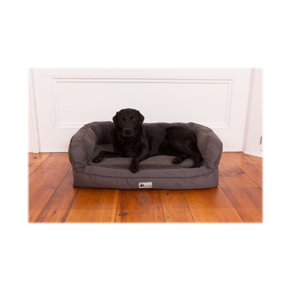 80089367 27 x 21 x 9 in. EZ Wash Fleece Headrest Memory Foam Dog Bed, Slate -  3 Dog Pet Supply