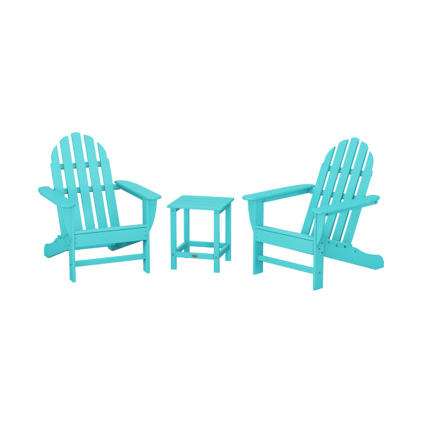 Classic Folding Adirondack 3-Piece Set with Long Island 18"" Side Table -  Polywood, PWS700-1-AR