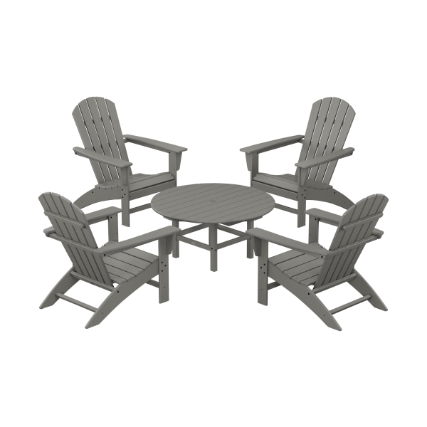 Plywood 80972678 Nautical Adirondack Chair Conversation Set, Slate Grey - 5 Piece -  Polywood