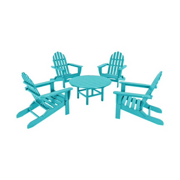 Plywood 80972744 Classic Folding Adirondack Conversation Group, Aruba - 5 Piece -  Polywood