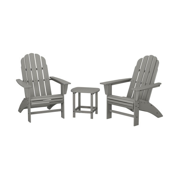 Vineyard 3-Piece Curveback Adirondack Set with South Beach 18"" Side Table -  Polywood, PWS701-1-GY