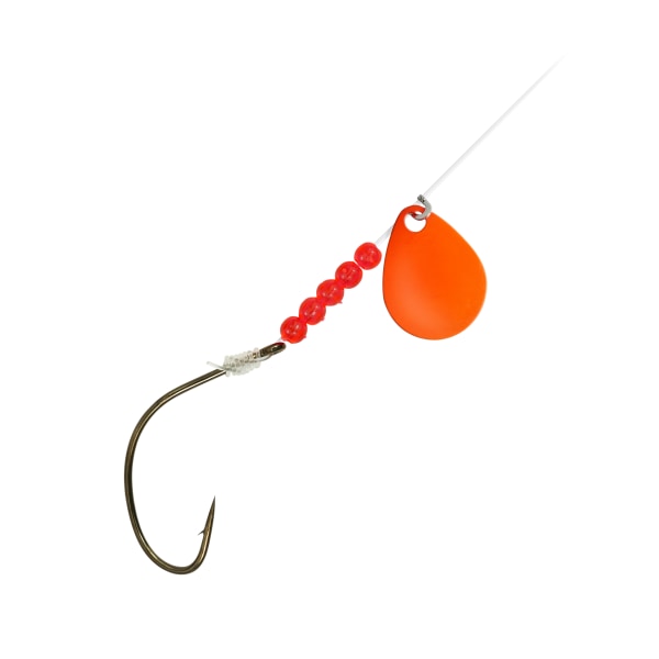 Bear Paw 60513216 Flicker Snelled Kahle Hook - Size 2 to 0 - Bronze Hook & Orange Blade -  Bearpaw