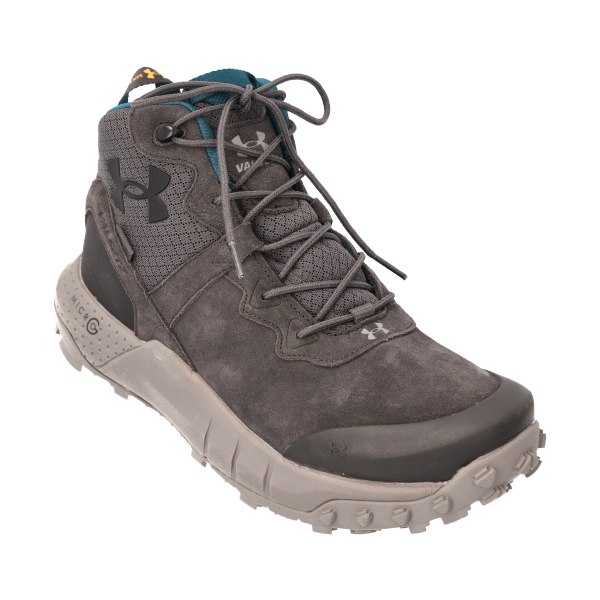 Micro G Valsetz Trek Mid Waterproof Hiking Boots for Men - Jet Gray & Pewter - Black - Size 10 - Medium - Under Armour 60621229