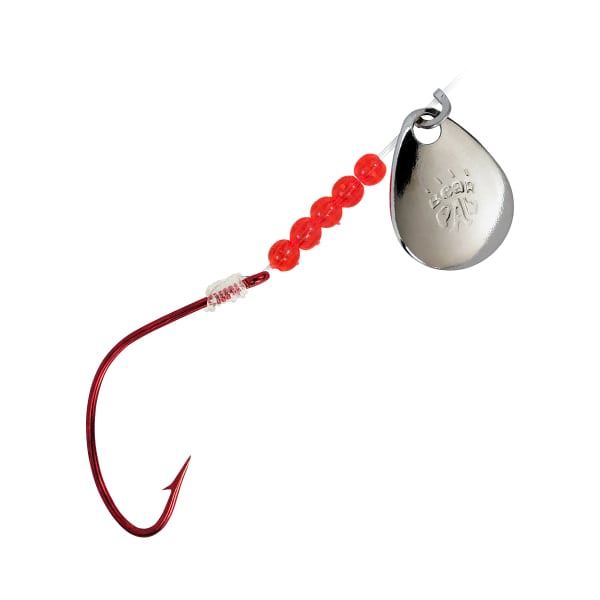 Bear Paw 25900008 Flicker Snelled Kahle Hook - Size 2 - Red Hook & Nickel Blade -  Bearpaw