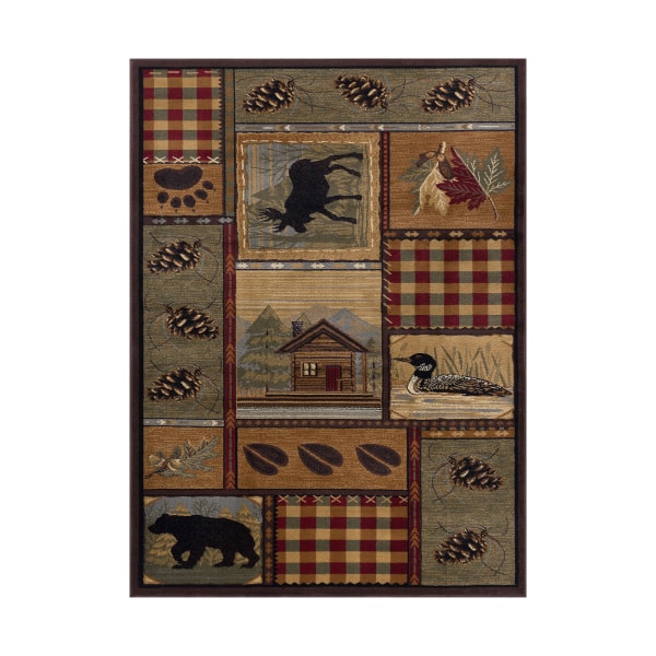80078535 7 ft. 10 ft. x 10 ft. 3 ft. Homespun Cabin Novelty Lodge Area Rug, Multi Color -  Tayse Rugs