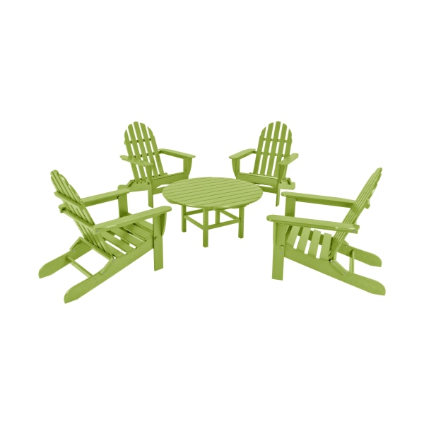 Plywood 80972731 Classic Folding Adirondack Conversation Group, Lime - 5 Piece -  Polywood