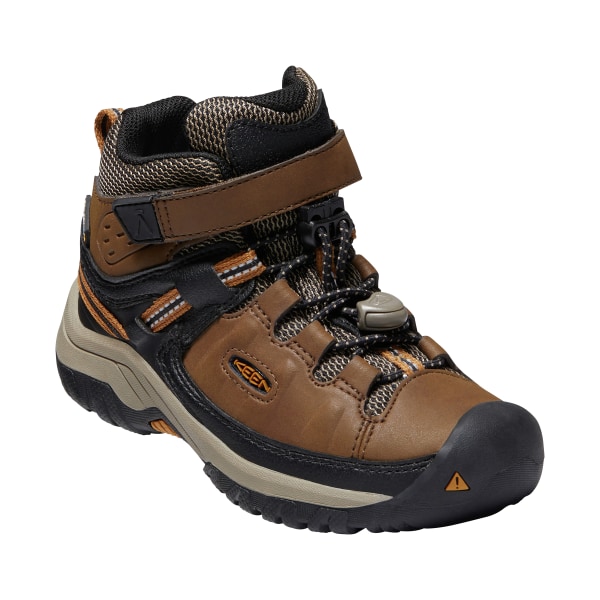 60548542 Targhee Mid Waterproof Hiking Boots with Hook-and-Loop Strap for Kids - Dark Earth & Golden Brown - Size 12 Kids -  Keen