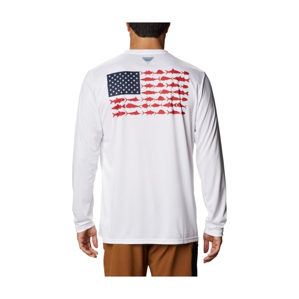 60544757 Terminal Tackle PFG Fish Flag Long-Sleeve Shirt for Men - White & Collegiate Navy - Small -  Columbia