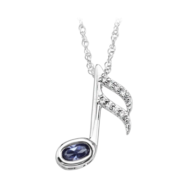 60531288 Silver Elegance Tanzanite Cubic Zirconia Stone Music Note Sterling Silver Necklace -  TR Jewelry Concepts