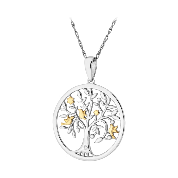 60530837 Eternal Elegance Tree of Life with Birds Diamond Sterling Silver Necklace -  TR Jewelry Concepts