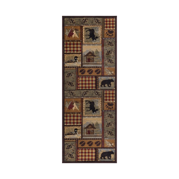 80678818 Homespun Cabin Novelty Lodge Area Rug - Multi-Color - 2 ft. 7 in. x 9 ft. 10 in -  Tayse Rugs, NTR6548 3x10