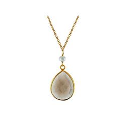 Picture of Fronay Collection 211539 16 in. Smoky Quartz Pendant & Pearl Necklace&#44; Almond