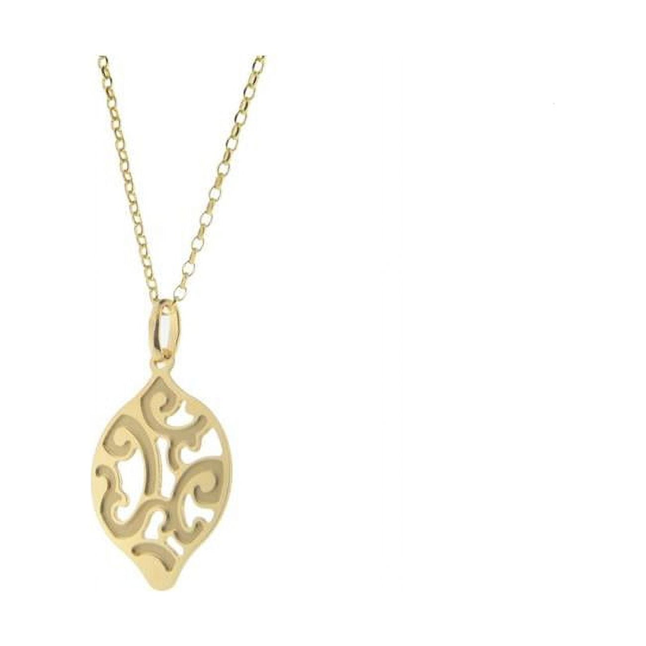 Picture of Fronay 91204G 16 in. Estruscan Golden Almond Swirls Necklace in Sterling Silver