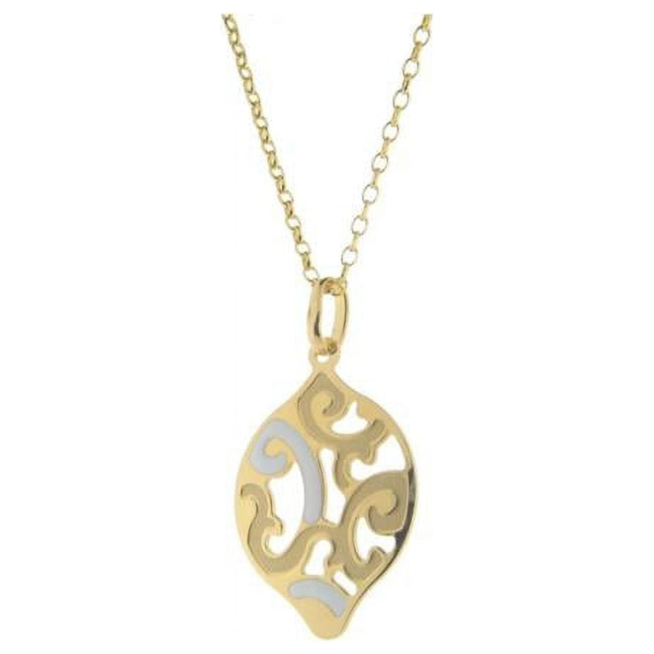 Picture of Fronay 91204WG 16 in. Estruscan White Almond Swirls Necklace in Sterling Silver