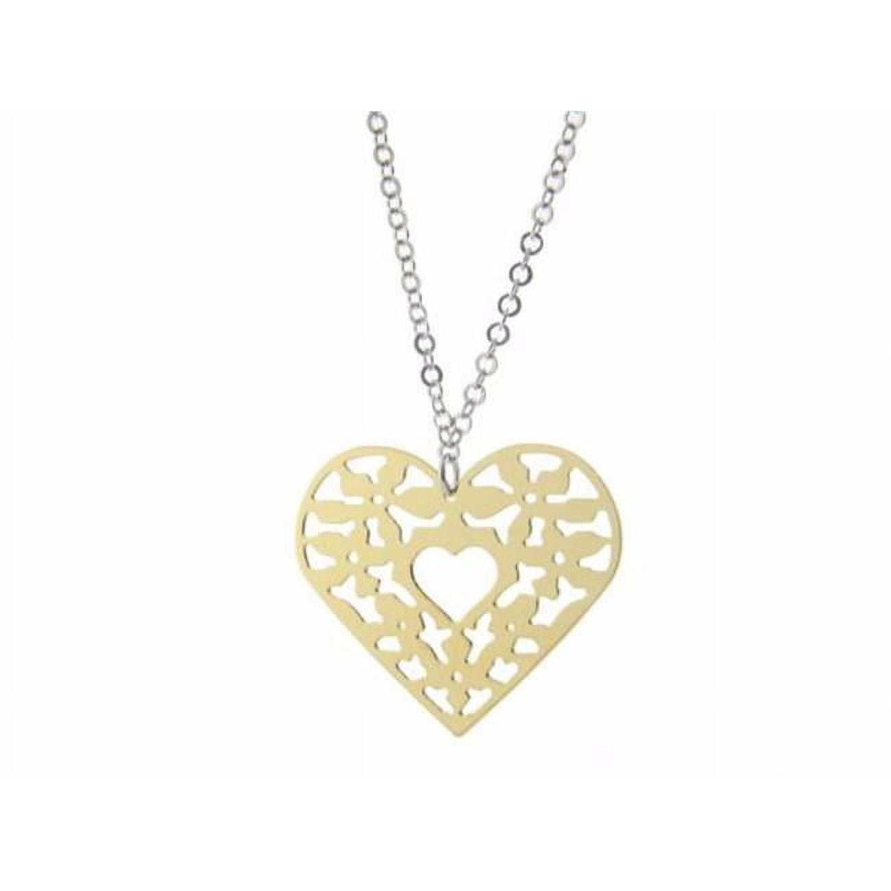 Picture of Fronay 91217 18 & 1 in. Filigree Sterling Silver Heart Pendant Necklace